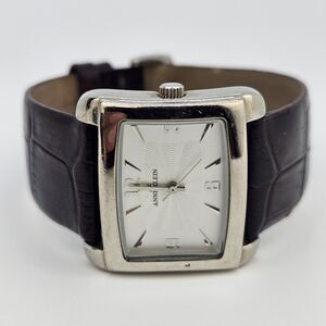 Anne Klein Women's Watch 32MM Gray Dial Maroon Leather Bands New Battery
